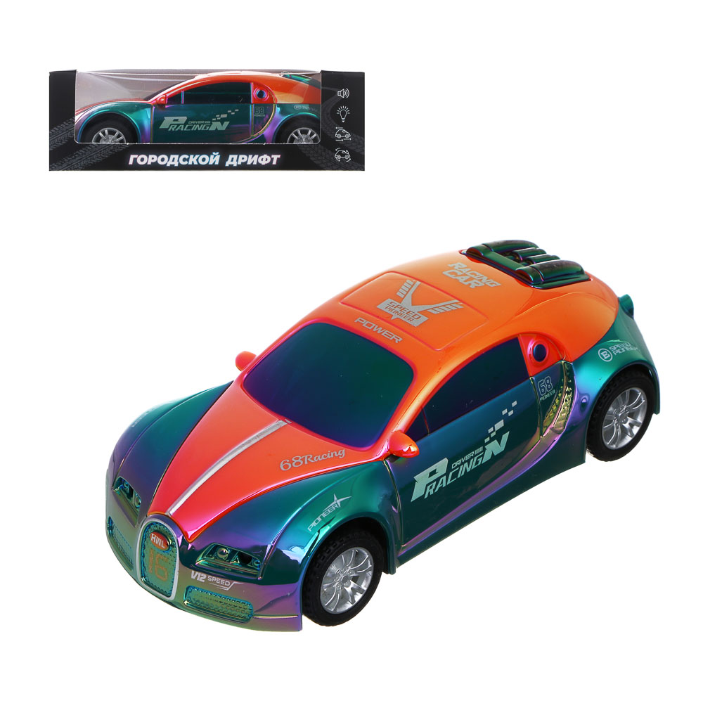 ИГРОЛЕНД Машина "Городской дрифт", инерция, свет, звук, 3хLR41, ABS, 14х6,4х4,4 см, 6 диз - #1