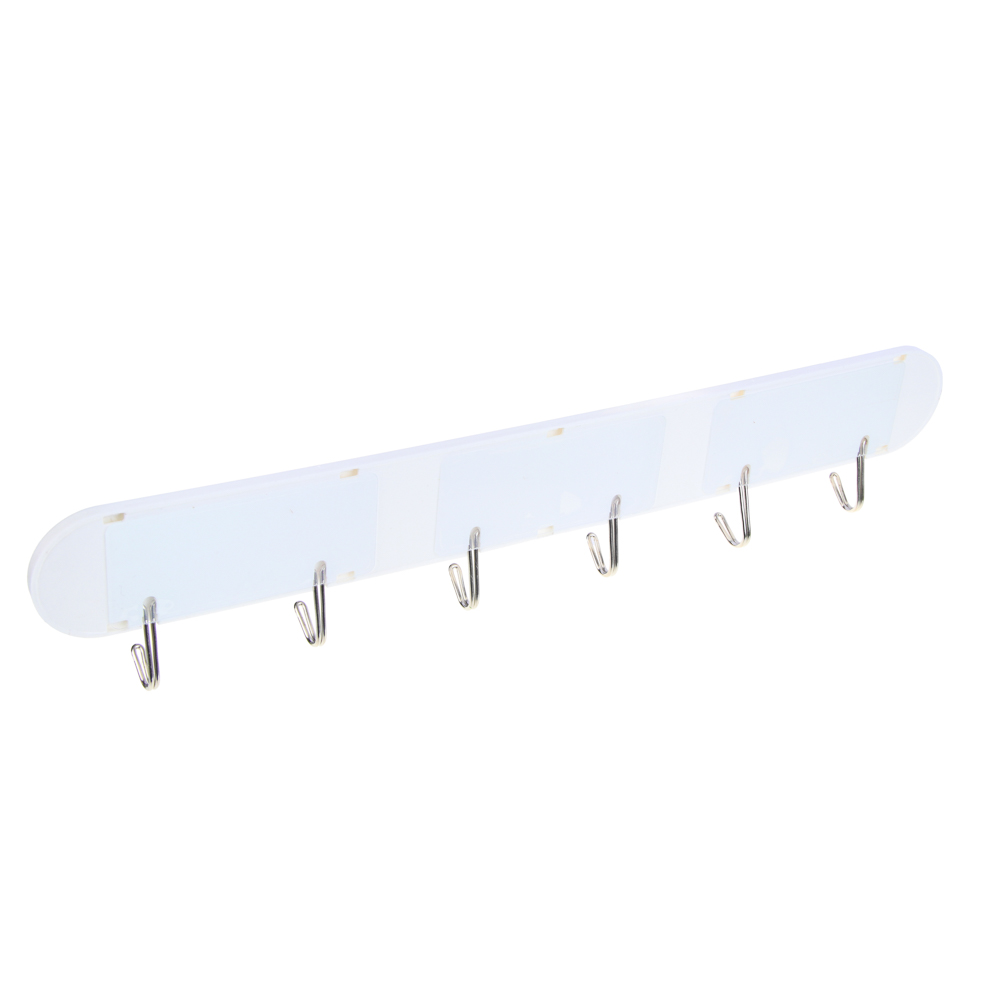 VETTA Планка «Белый мрамор» самоклеящаяся с 6 крючками, пластик, металл - #6