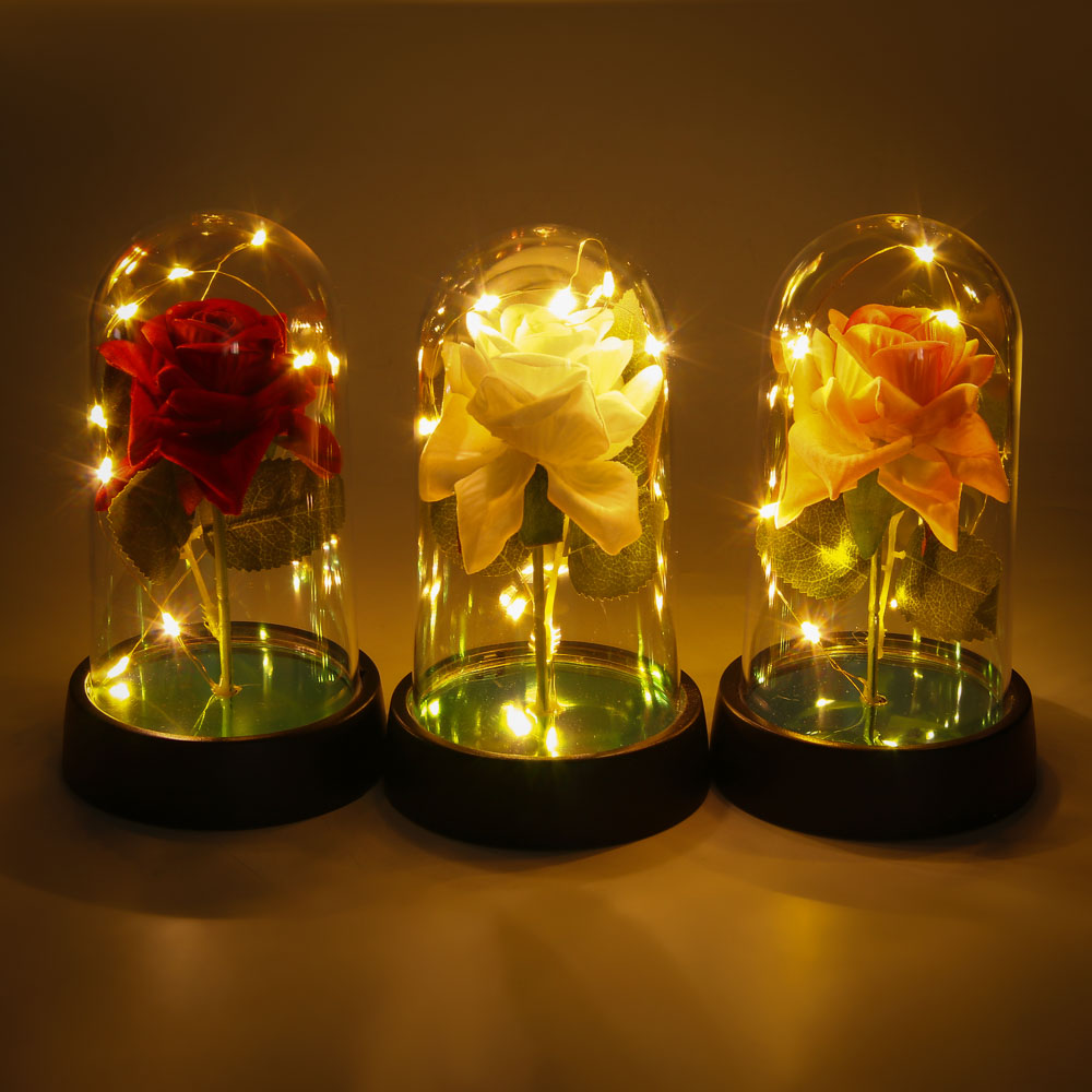 Декор "Роза в колбе" с подсветкой, 15х8х8см, 3хLR1130, ткань, пластик, проволока, 3 вида - #6