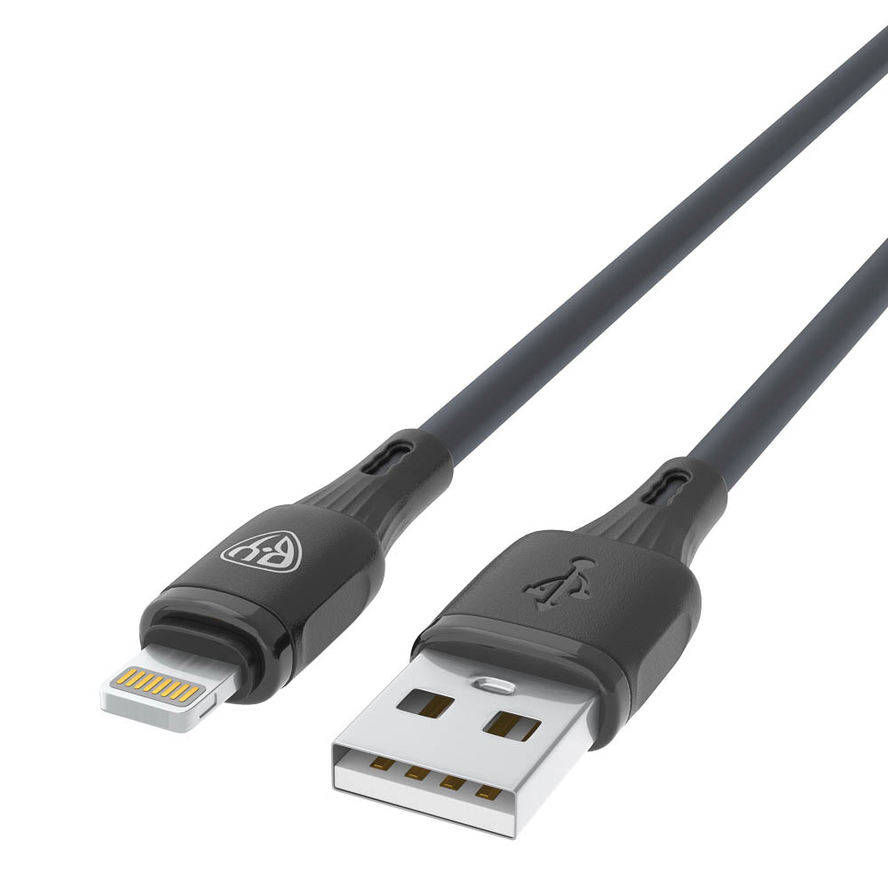 Кабель для зарядки USB(A)-iP BY Twist, 12Вт, 1 м, 2.4A, гибкий силикон, чёрный - #4