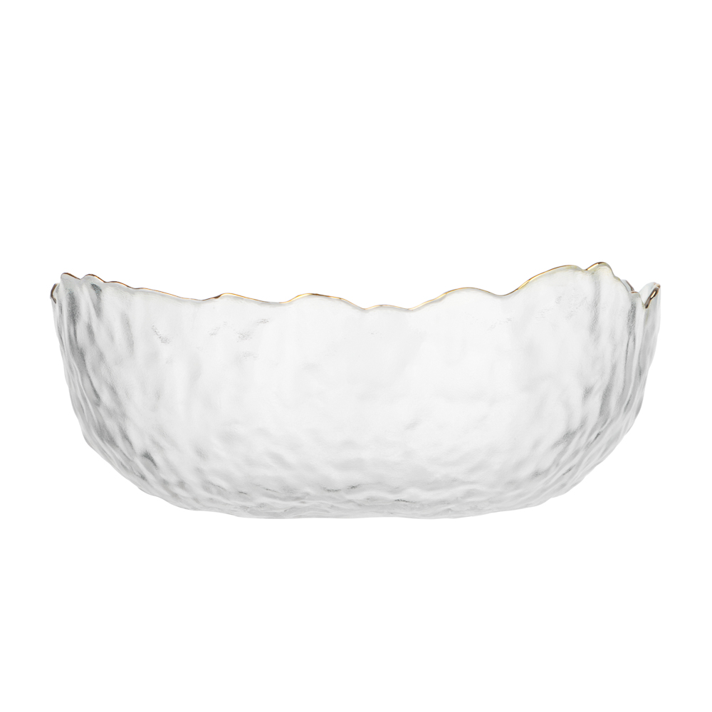 MILLIMI Салатник 17x16,5x7,5см, стекло, прозрачный с золотой каймой - #3