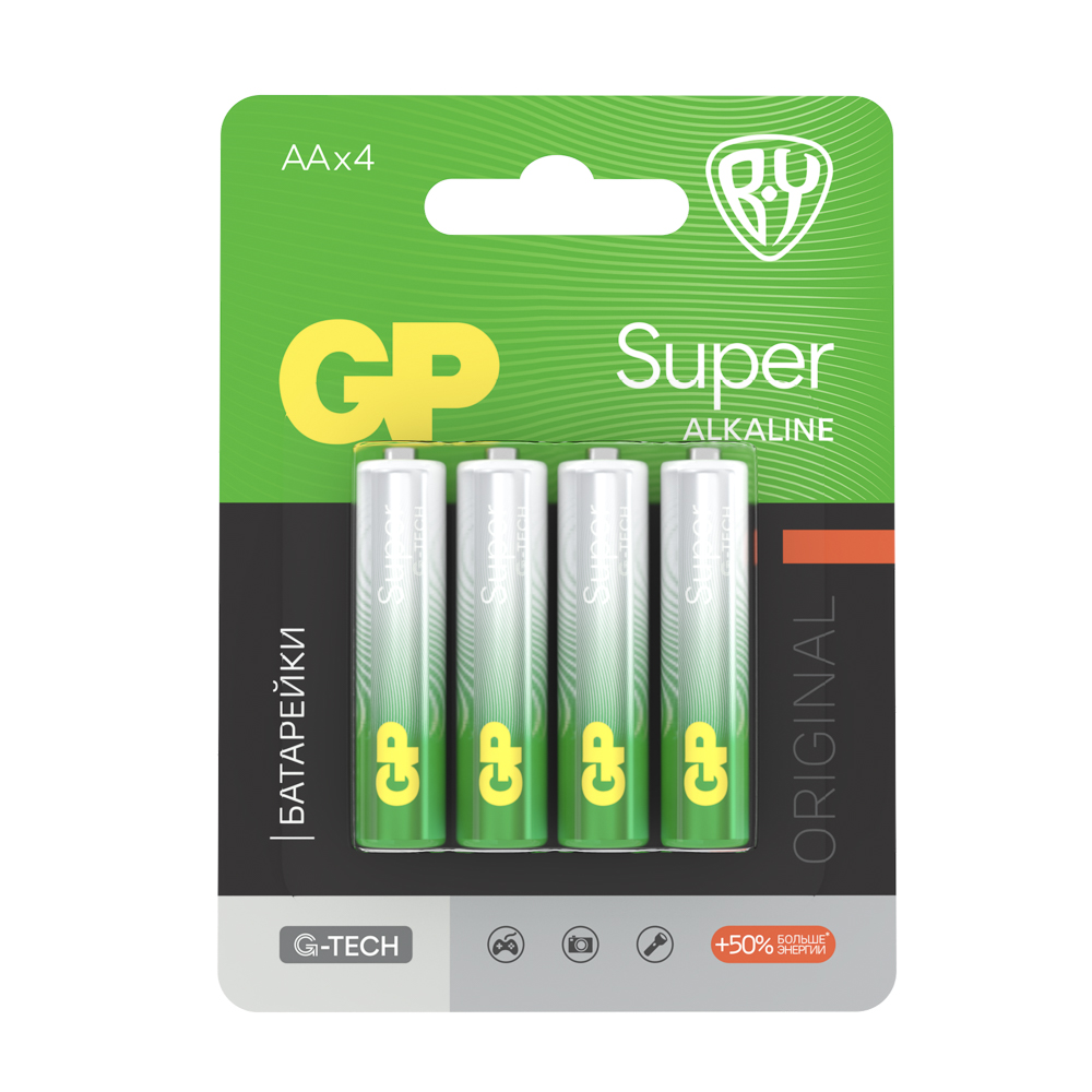 GP Super BY Original Батарейки 4шт, тип ААA, 24AGM-2CR4 в блистере - #1