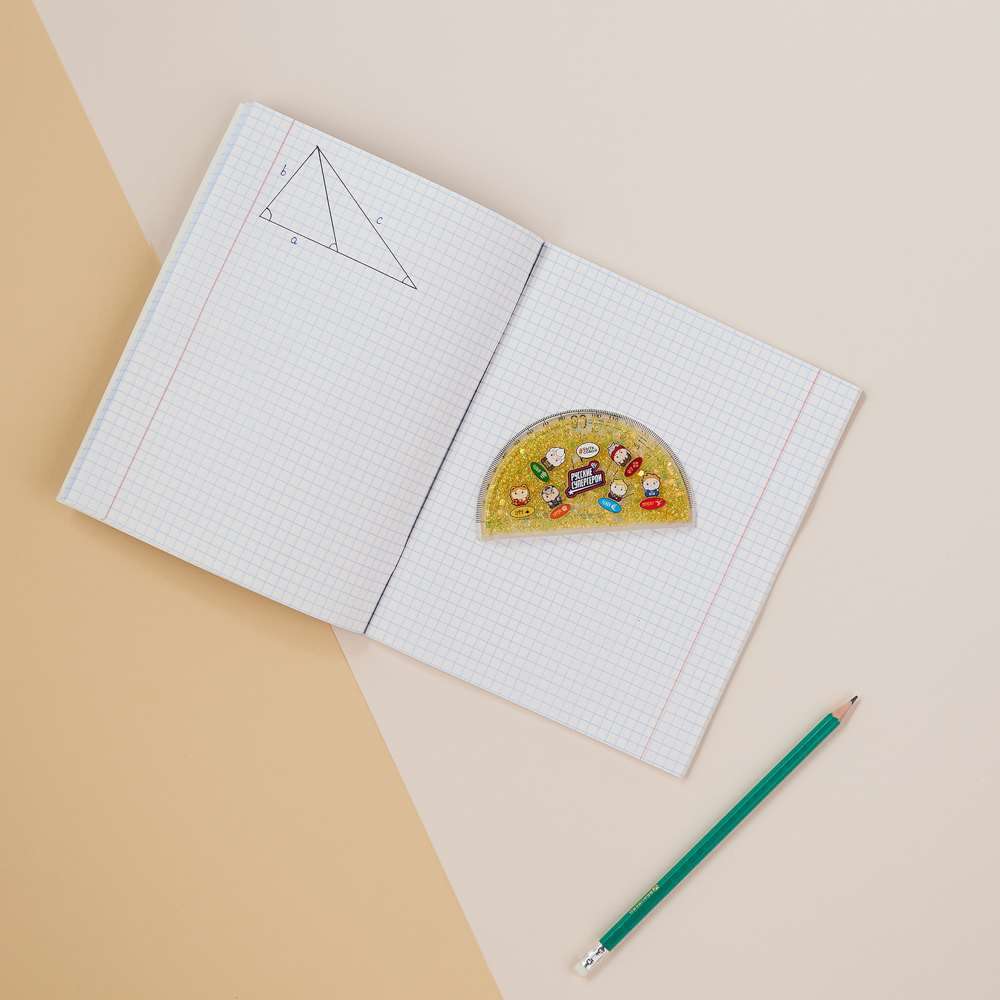 BY Русские Супергерои Транспортир 10 см, 180 градусов, принт, подв.блестки в геле, "Кавай", 3 цвета - #11