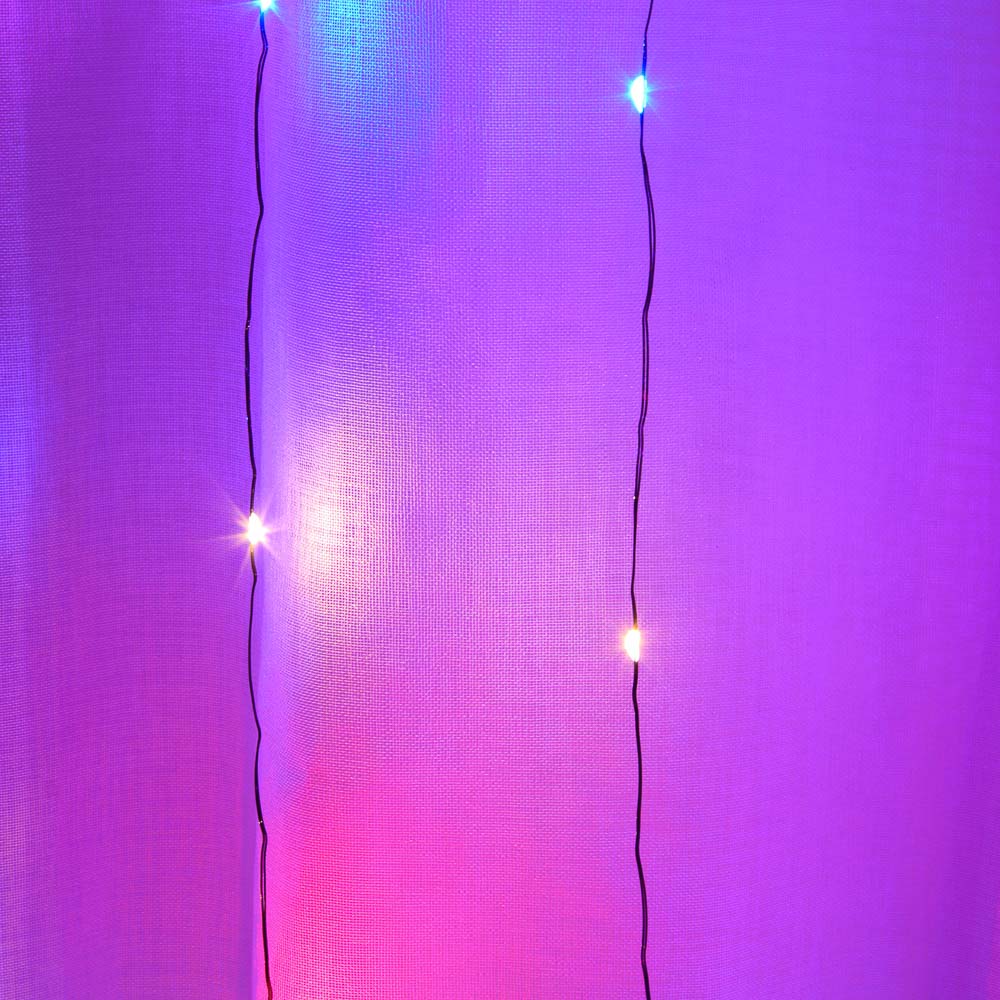 СНОУ БУМ Гирлянда эл. занавес нить росы 2х2м, 200 LED, 10 нитей, мульти, 8 режимов, 220В - #9