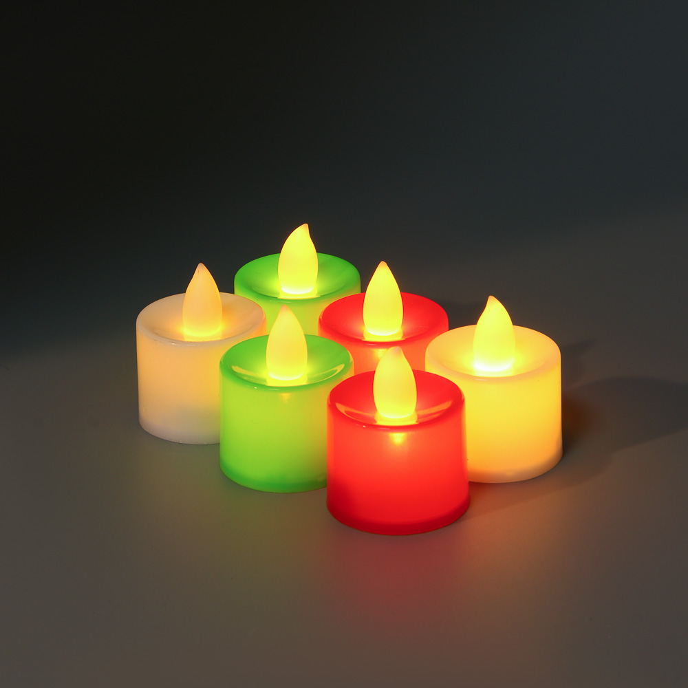 СНОУ БУМ Набор 2шт, светильник декор. LED в виде свечи, 3,7х4,5см, PP, 3хAG3, 1 режим, 2 дизайна - #6