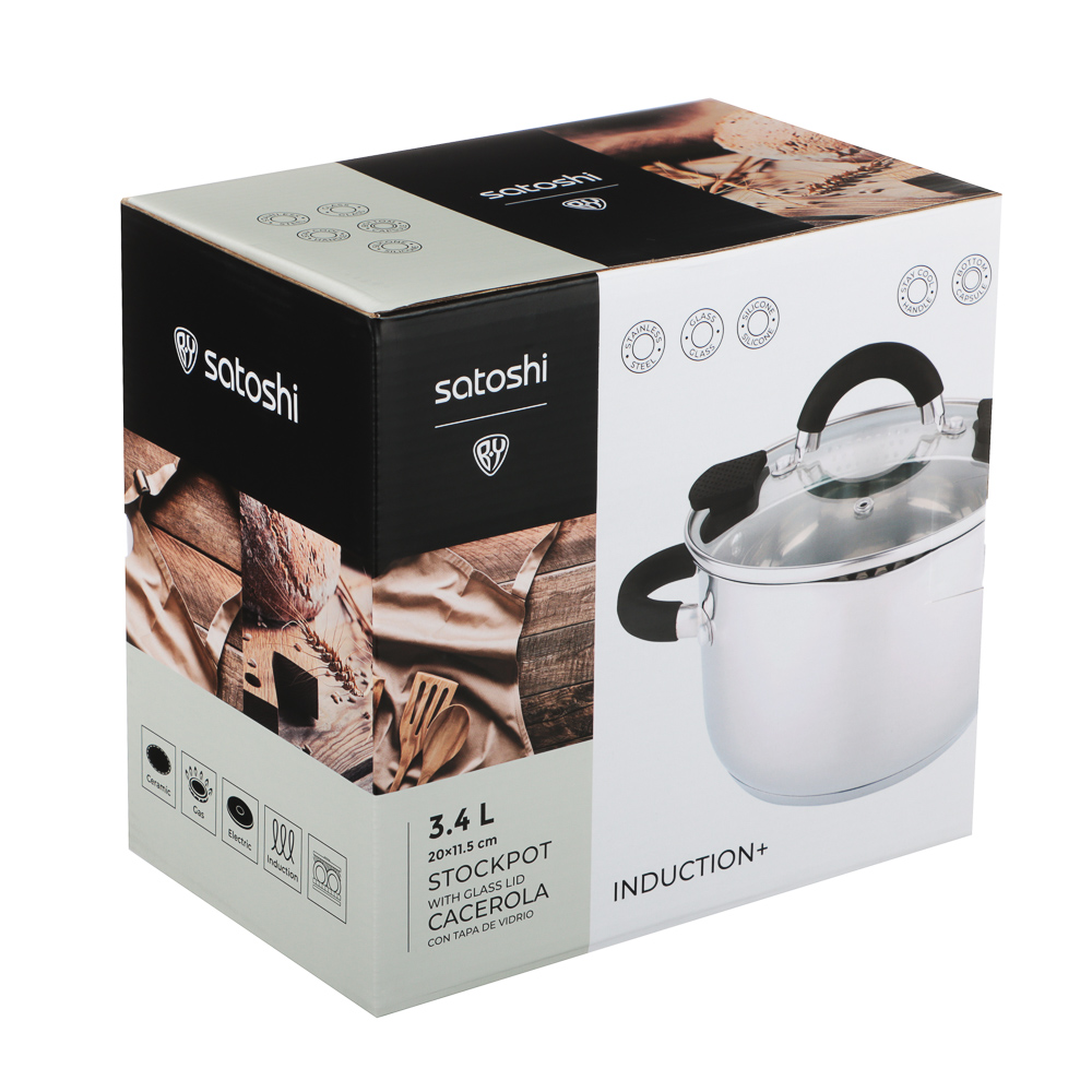 SATOSHI Арбон Кастрюля 20х11,5см, 3,4л, со стекл. крышкой, индукция - #9