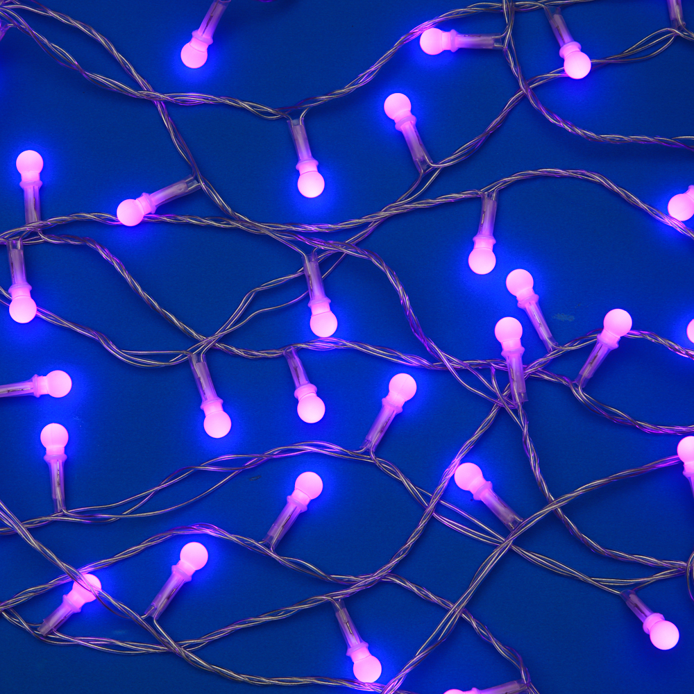 СНОУ БУМ Гирлянда эл. вьюн 10м, 100LED, сиреневый, 8 режимов, ПВХ прозрачный, 220В - #6