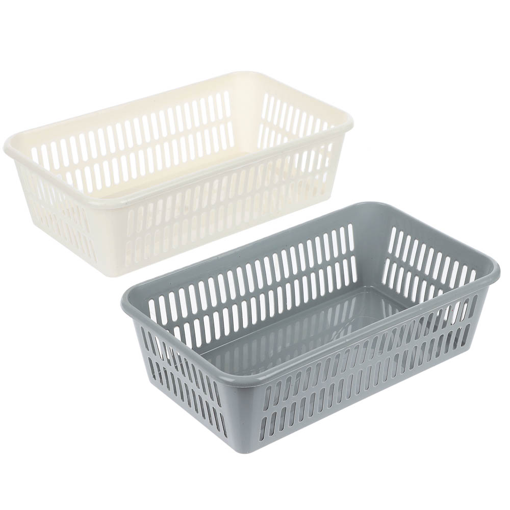 Корзинка универсальная 2л, 250х150х72мм, белый, серый, пластик - #1