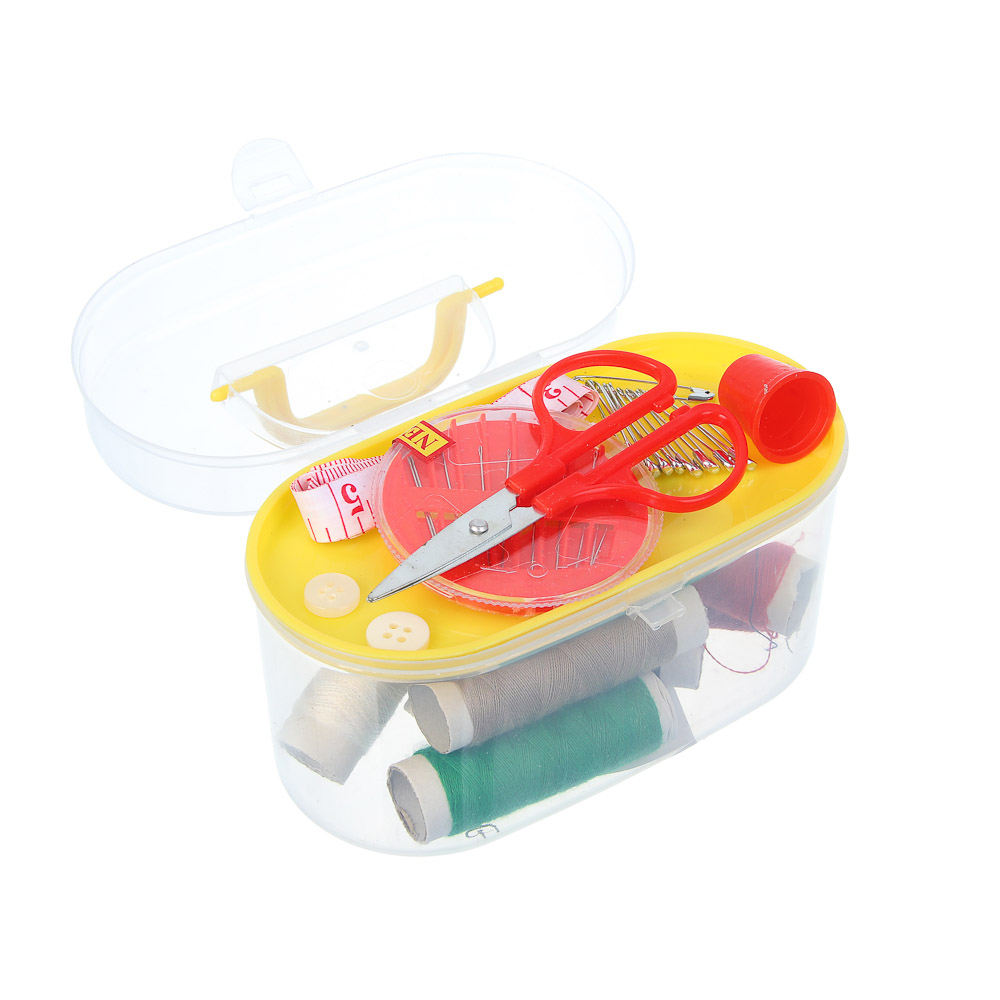 Набор швейных принадлежностей 15 пр. в пластик боксе (нитки, иголки, ножницы, сантиметр и т.д.) - #3