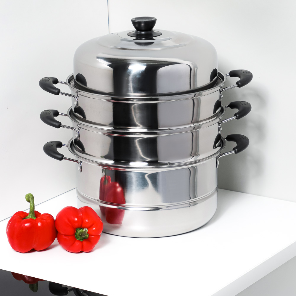 Мантоварка, 28см, нержавеющая сталь, 3 яруса - #12