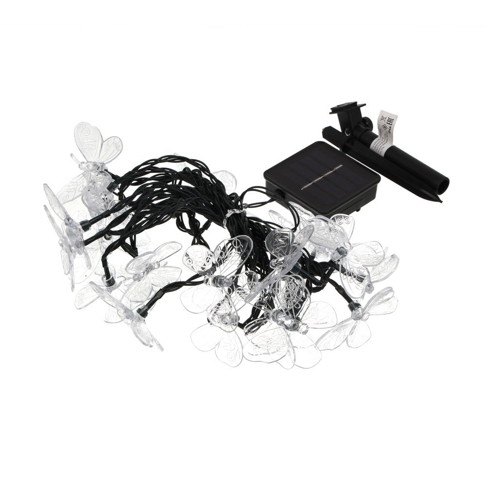 Гирлянда на солн. батар. тм INBLOOM Бабочки,7м, 25LED, шампань, AAA 600mAh Ni-MH, 2 реж., ABS,PVC,PS - #2