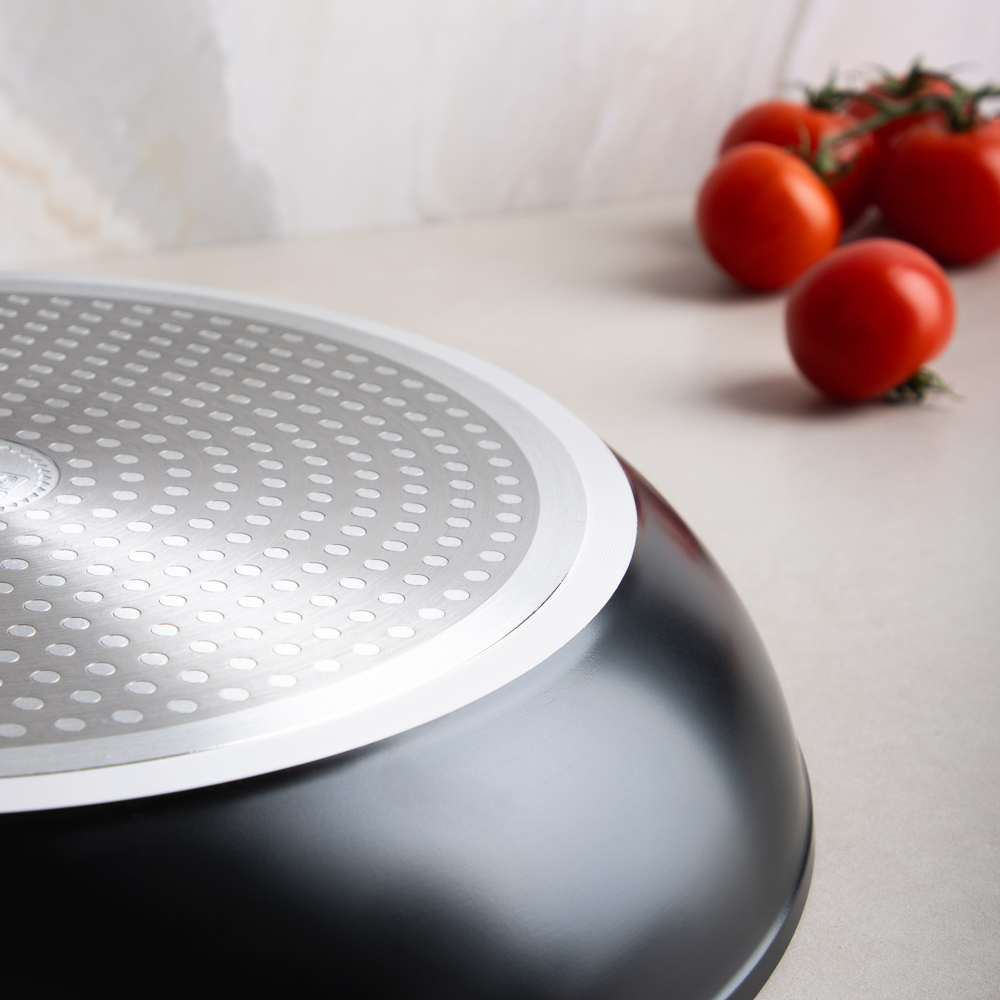 SATOSHI Стоун Сковорода литая с крышкой d28см, антипригарное покрытие мрамор, индукция - #21