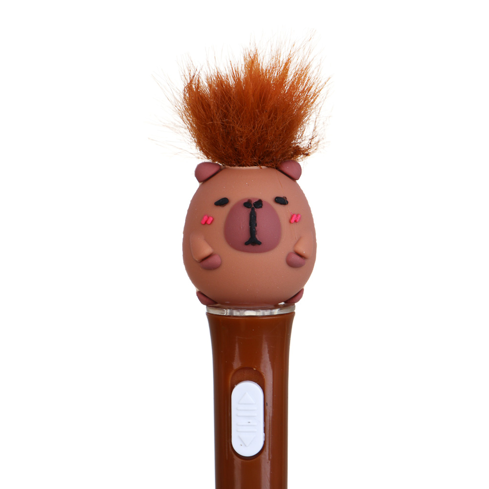 Ручка шариковая синяя с подсветкой и фигуркой "Капибара", 2 дизайна, шоу-бокс - #7