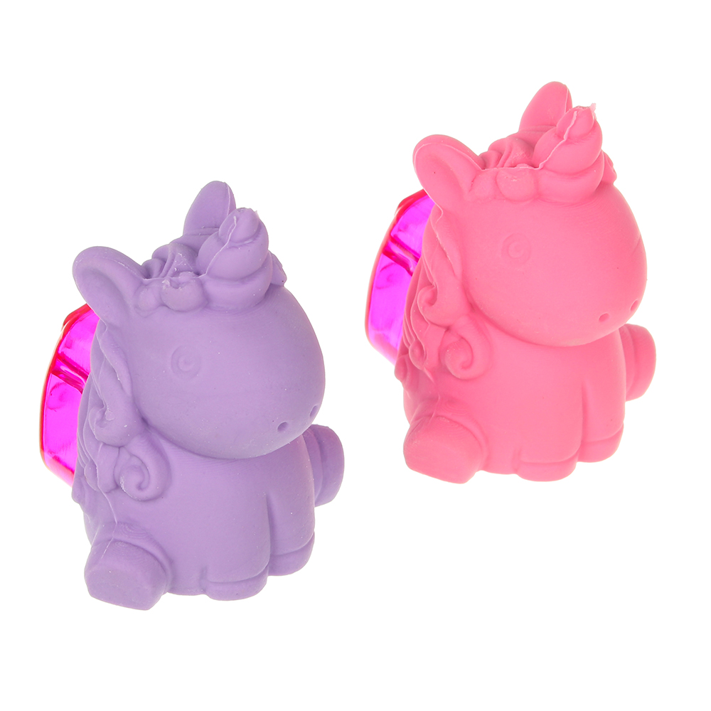 Ластик в форме единорога, 4,9х4х3,5см, встроена точилка с контейнером, искусст.каучук, пластик, 2цв. - #1