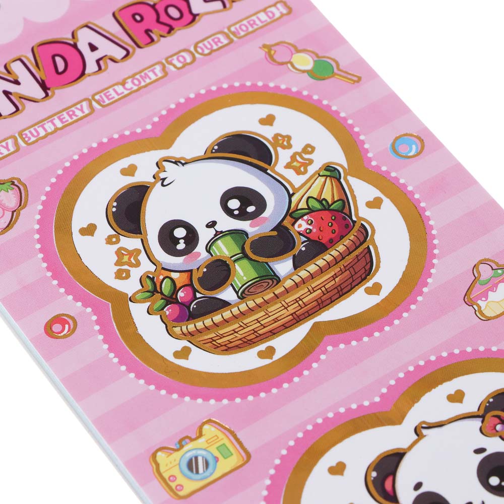 Записная книжка "Панда" 7х26см, с наклейками и брелоком, PET, бумага, 4 дизайна, шоу-бокс - #7