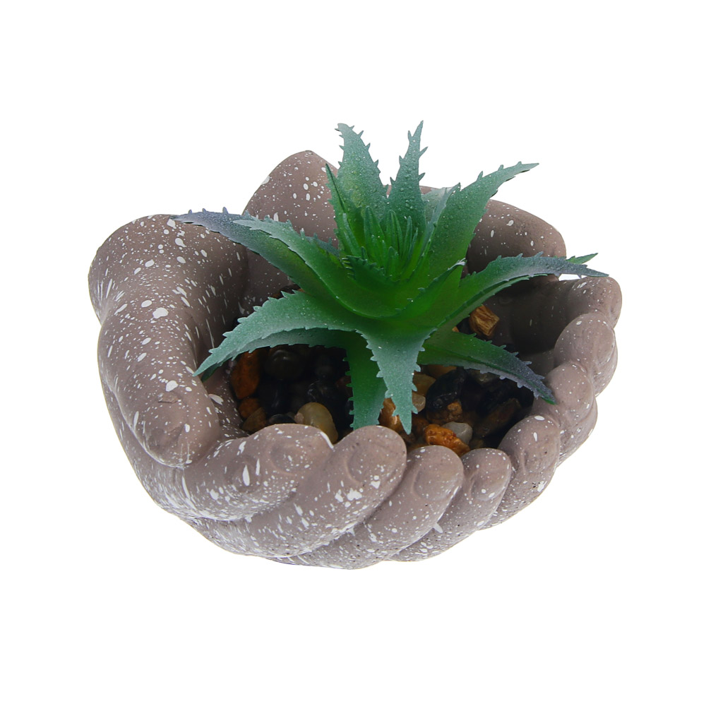 Суккулент искусственный в кашпо тм LADECOR 10x8x10 см, ПВХ, бетон, 2 вида - #2