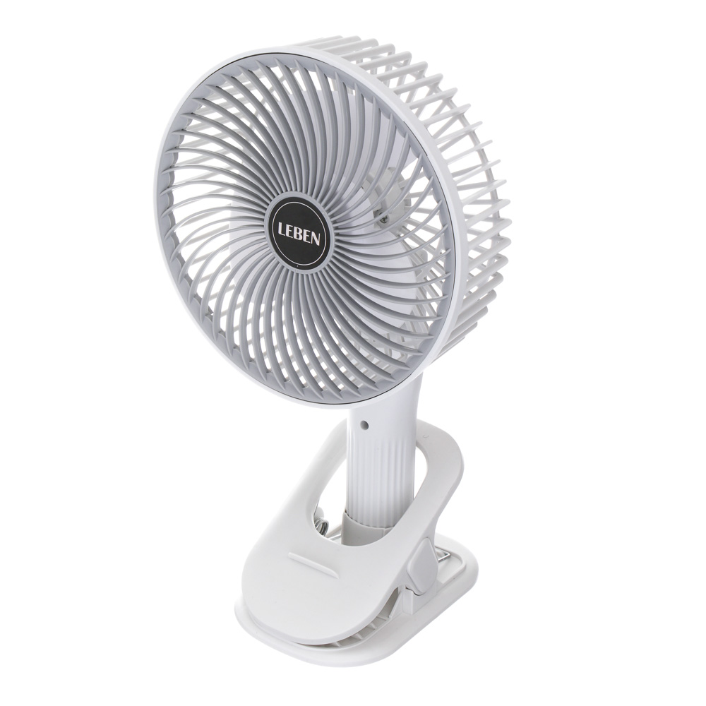 Вентилятор настольный тм LEBEN 3.7в/300мАч, диаметр лопастей 16см, USB-кабель, белый - #9