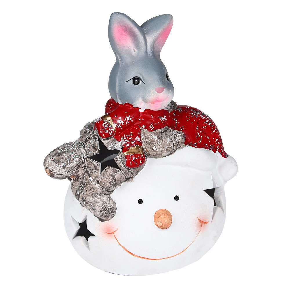 СНОУ БУМ Фигурка в виде кролика с подсветкой, керамика, 9,3x8,8x13,8 см, арт 1, 2 вида - #4