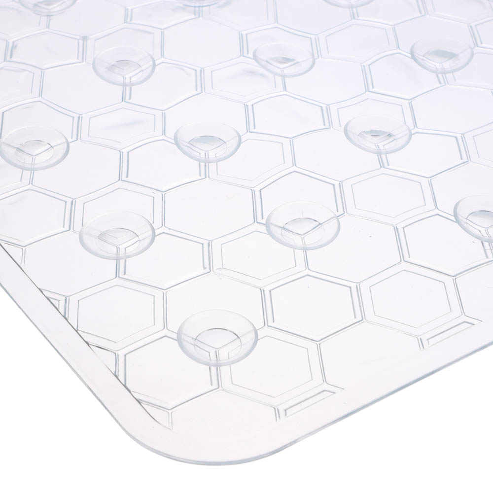 Коврик противоскользящий в ванную "Соты" 67см*37см, прозрачный - #3