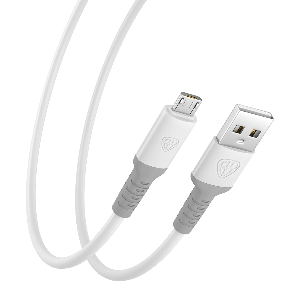 BY Кабель для зарядки Powerful Micro USB, 1м, 3A, QC 3.0, силиконовая  оплетка, белый (931-334)