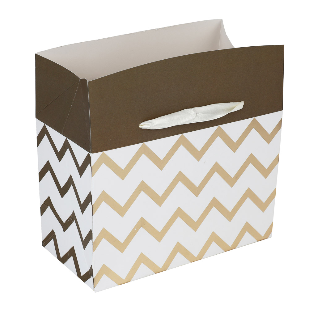 Пакет - коробка подарочная, бумажная, с золотым фольгированным слоем, 27x20x13 см, 2 дизайна - #3