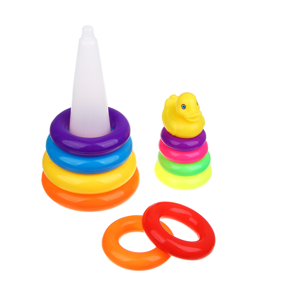 ИГРОЛЕНД Развивающая пирамидка "Уточка",11 элементов, PE, 14х14х33см - #4