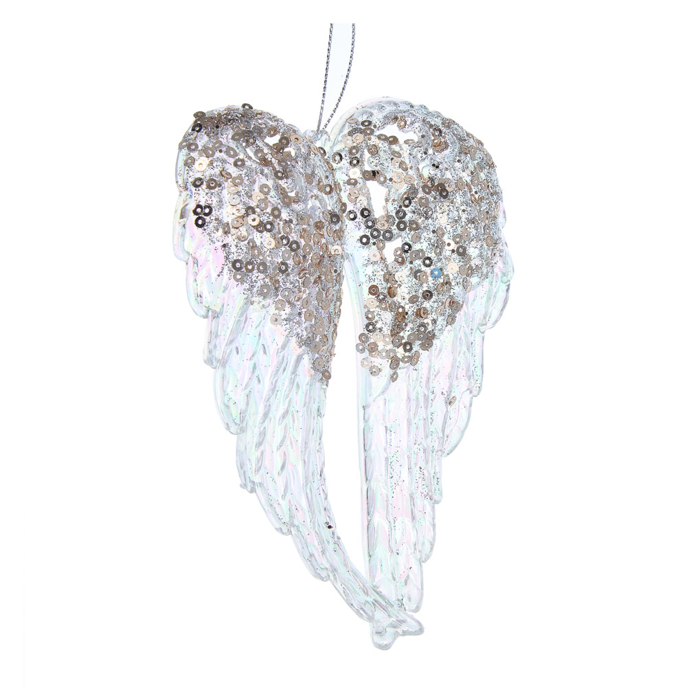 СНОУ БУМ Декоративная подвеска "Крылья" 15 см, пластик, глиттер - #2