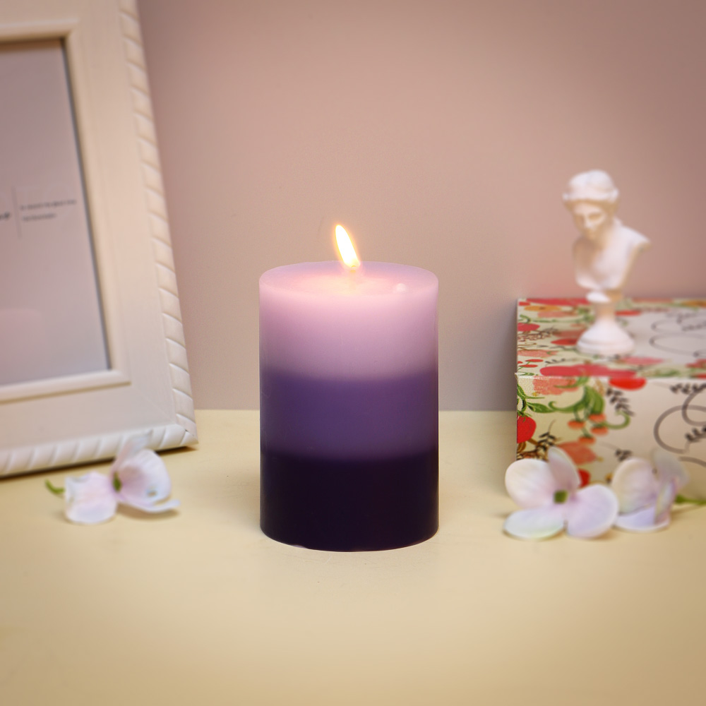 LADECOR Свеча ароматическая, парафин, градиент, 7x10 см, аромат лаванда - #1