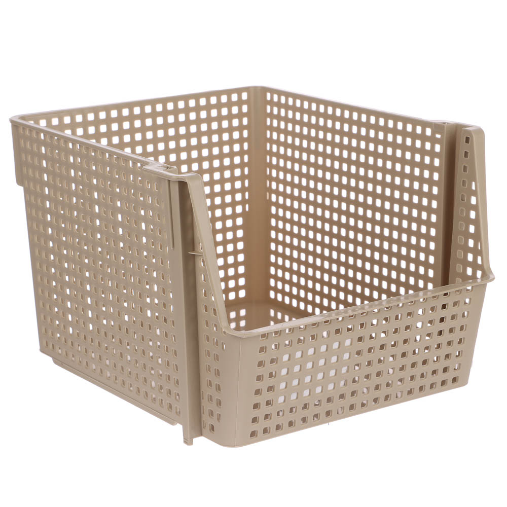 Корзинка для хранения Лофт10л штабелируемая серый, латте - #3