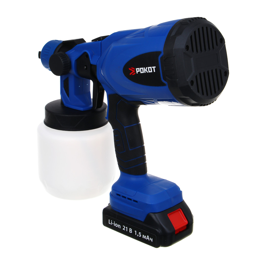 РОКОТ Краскораспылитель аккумуляторный, 21В, 1,5А Li-ion (1шт), з/у,бак 800мл, сопло 1,8мм, (ONE) - #4