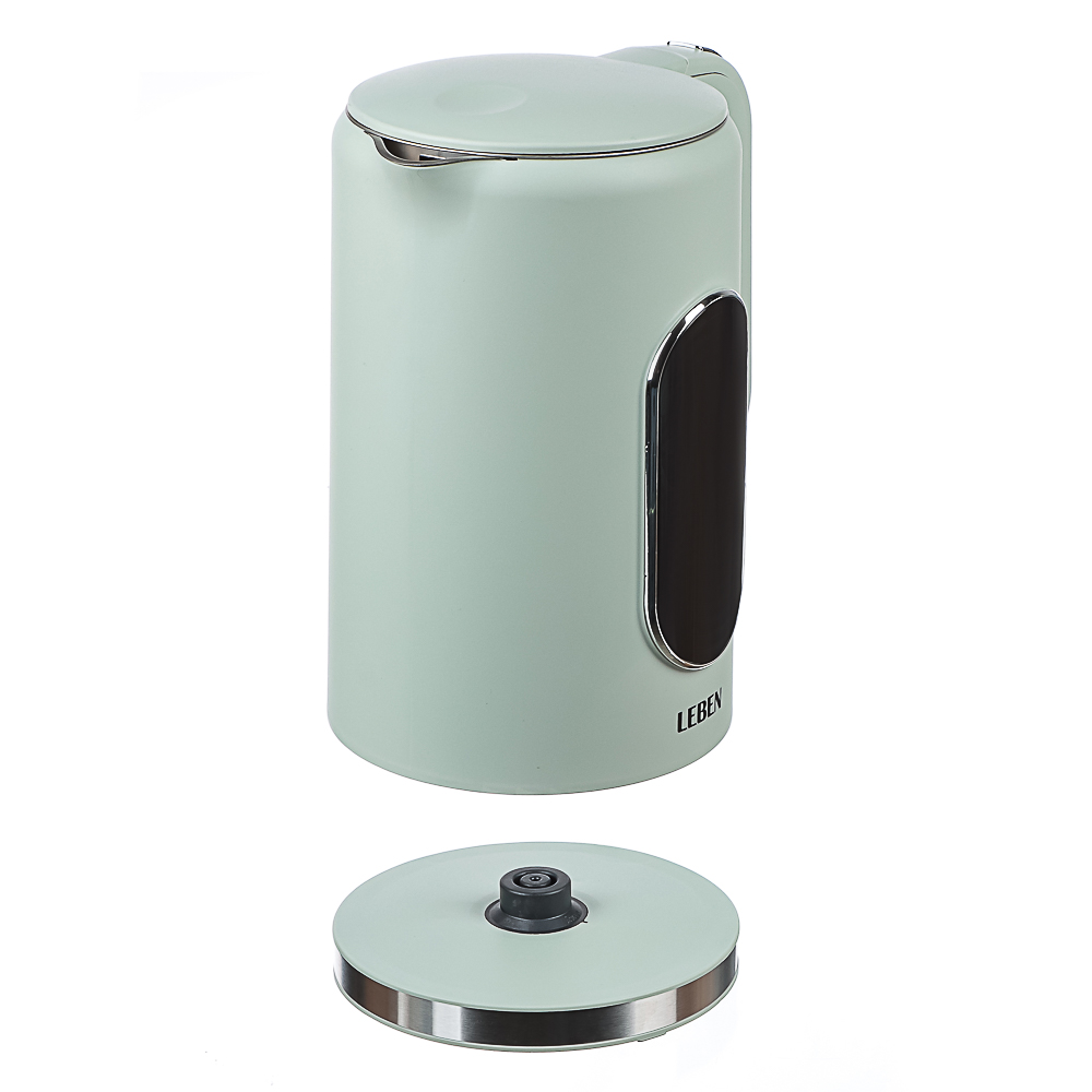 LEBEN Чайник электрический 1,7л двойные стенки пластик/нерж сталь, поддерж.температуры, оливк.и беж. - #13