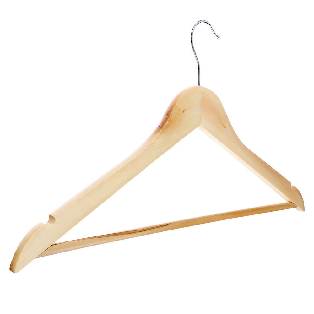 Вешалка для одежды тм VETTA, 45см, деревянная, хром, цвет светлое дерево - #2