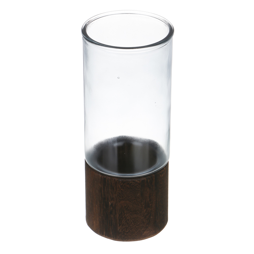 Ваза, 10x25 см, стекло, дерево - #2