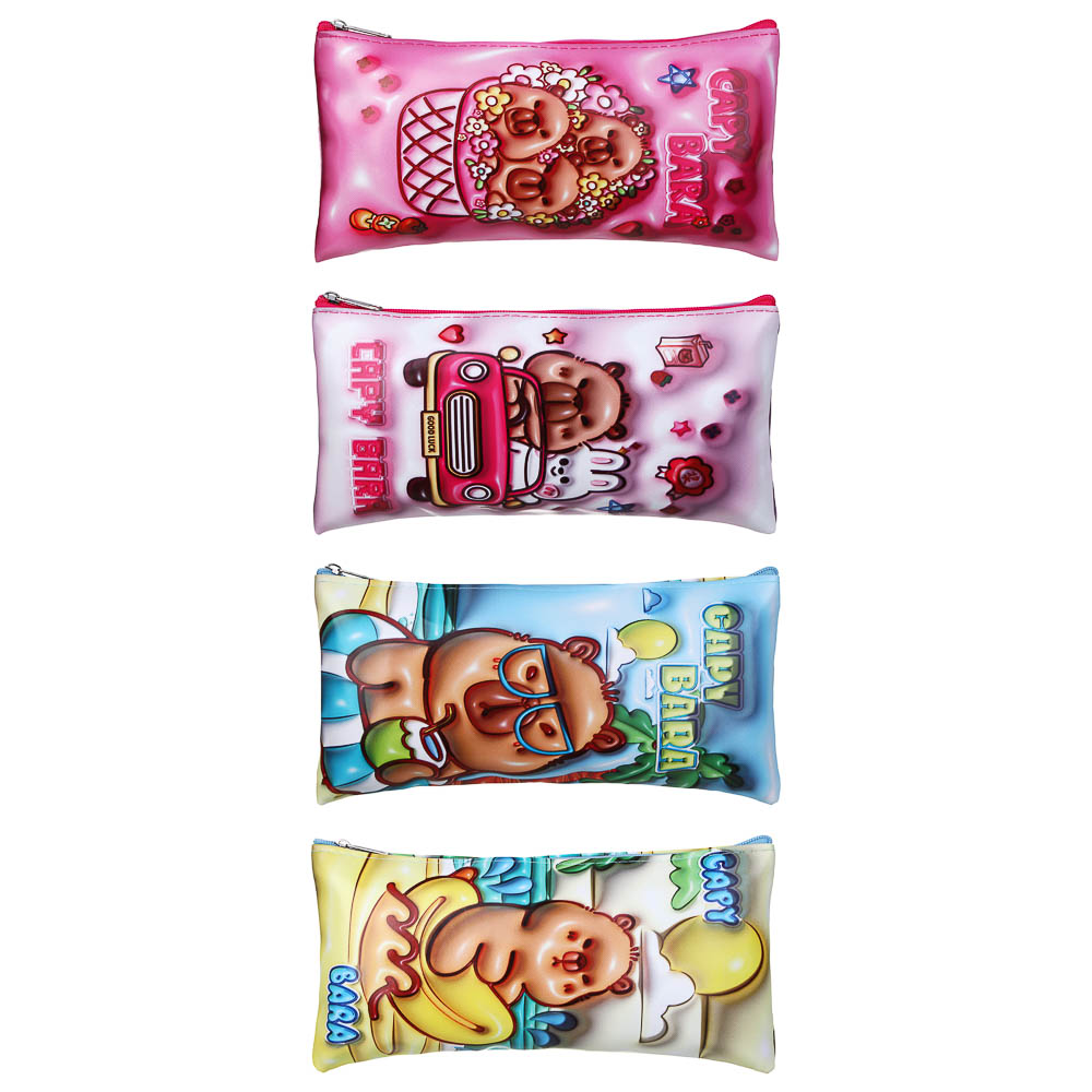 Пенал прямоугольный на молнии, 21х11см, 1 отделение, искусственная кожа из ПВХ, Капибара, 4 дизайна - #1