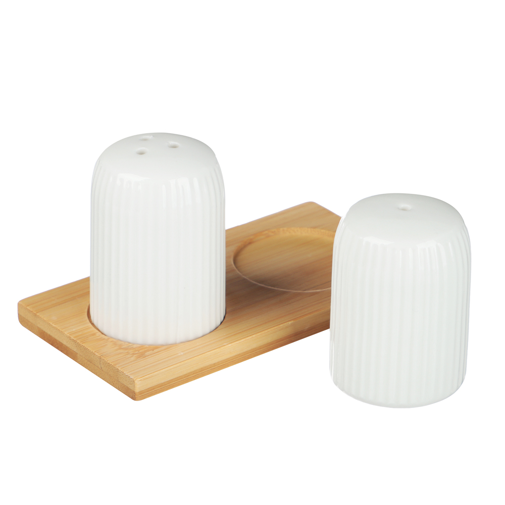 Набор для соли и перца тм MILLIMI, 60 мл × 2, фарфор, бамбук - #4