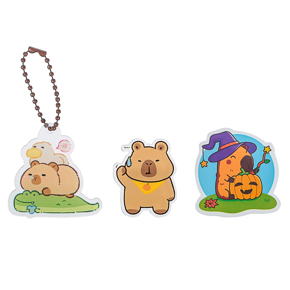 ИГРОЛЕНД Игрушка-сюрприз "Капибара" (брелок, значок, стикер), акрил, 9х11см - #9