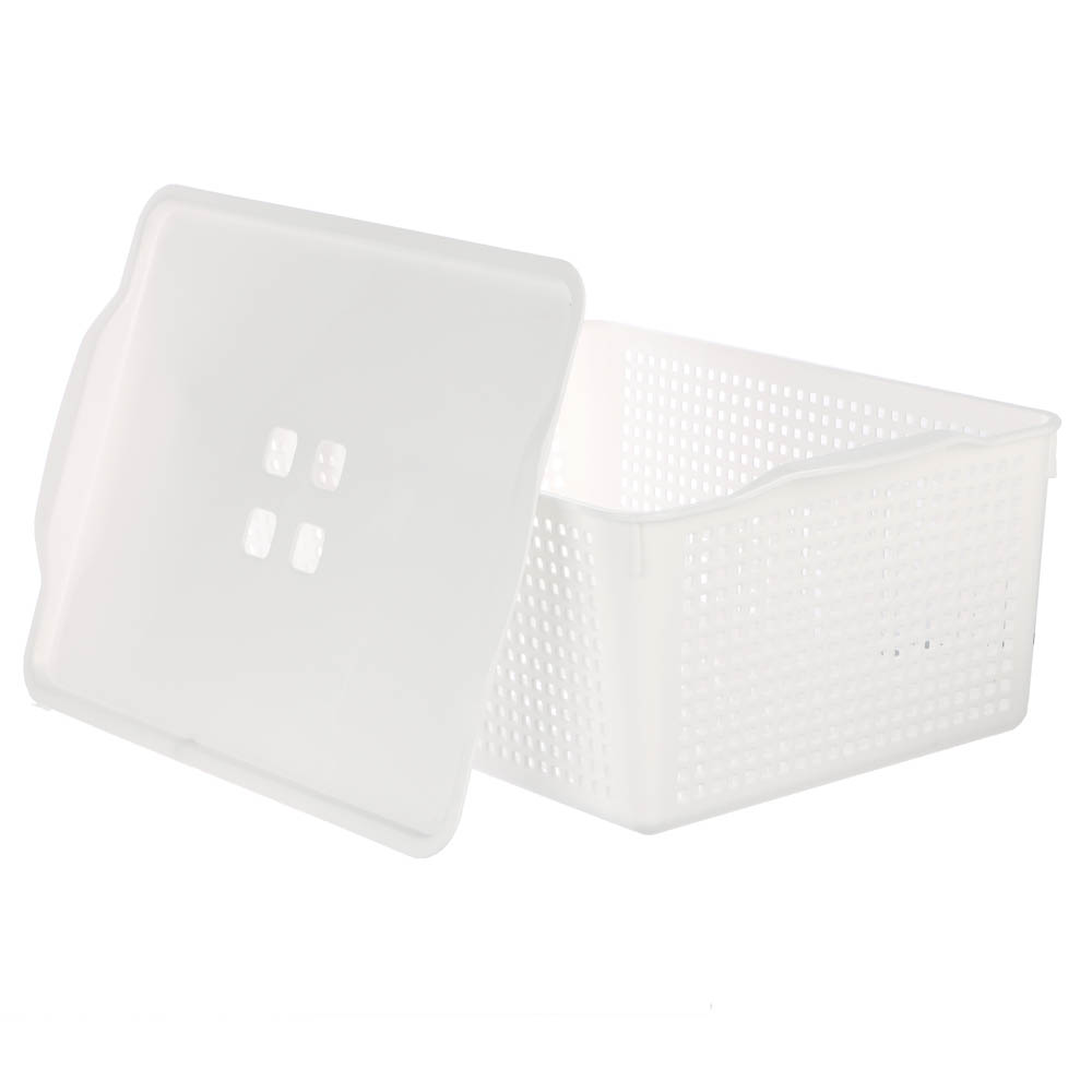 Корзинка Лофт 13л 395х272х168 мм с крышкой белый, серый - #7