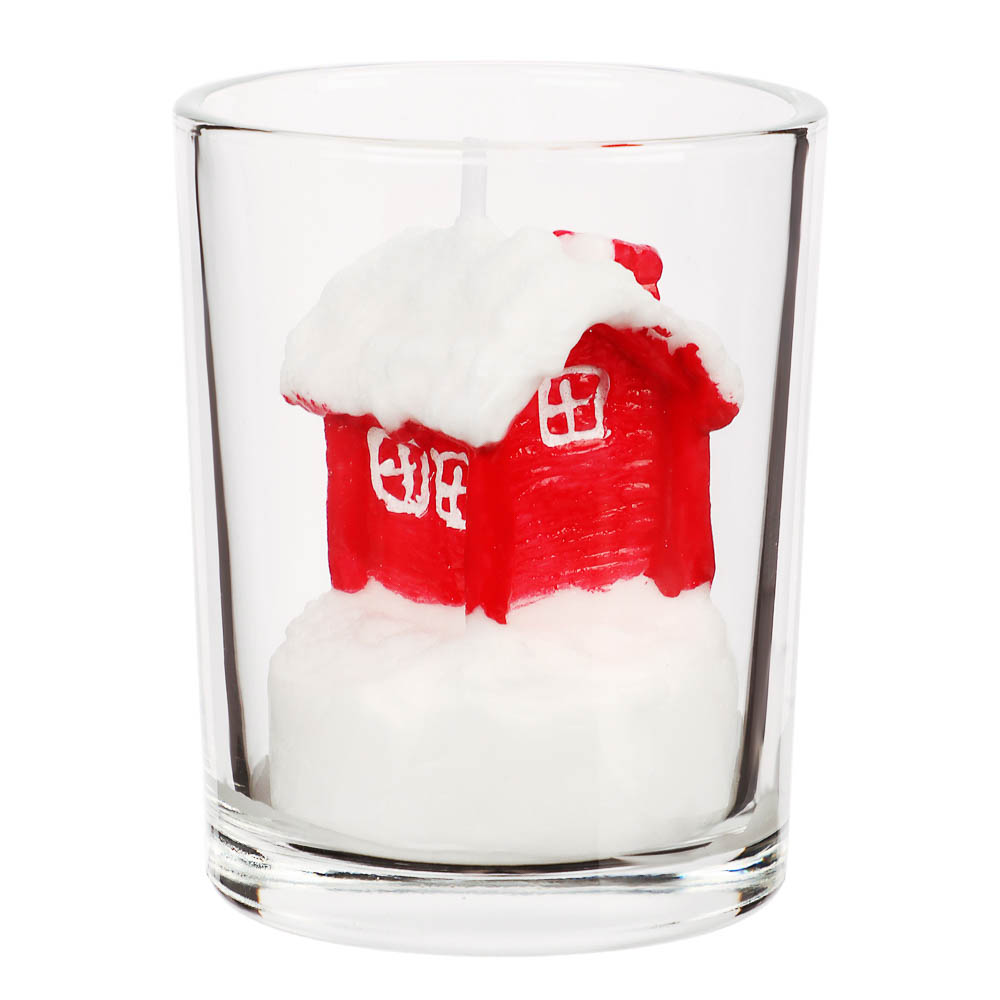 Свеча новогодняя в стеклянном стакане, 5x6 см, парафин, стекло, 4 вида - #7