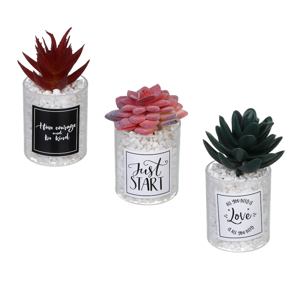 LADECOR Суккулент искусственный, 5х9-11 см, пластик, 3 дизайна - #1