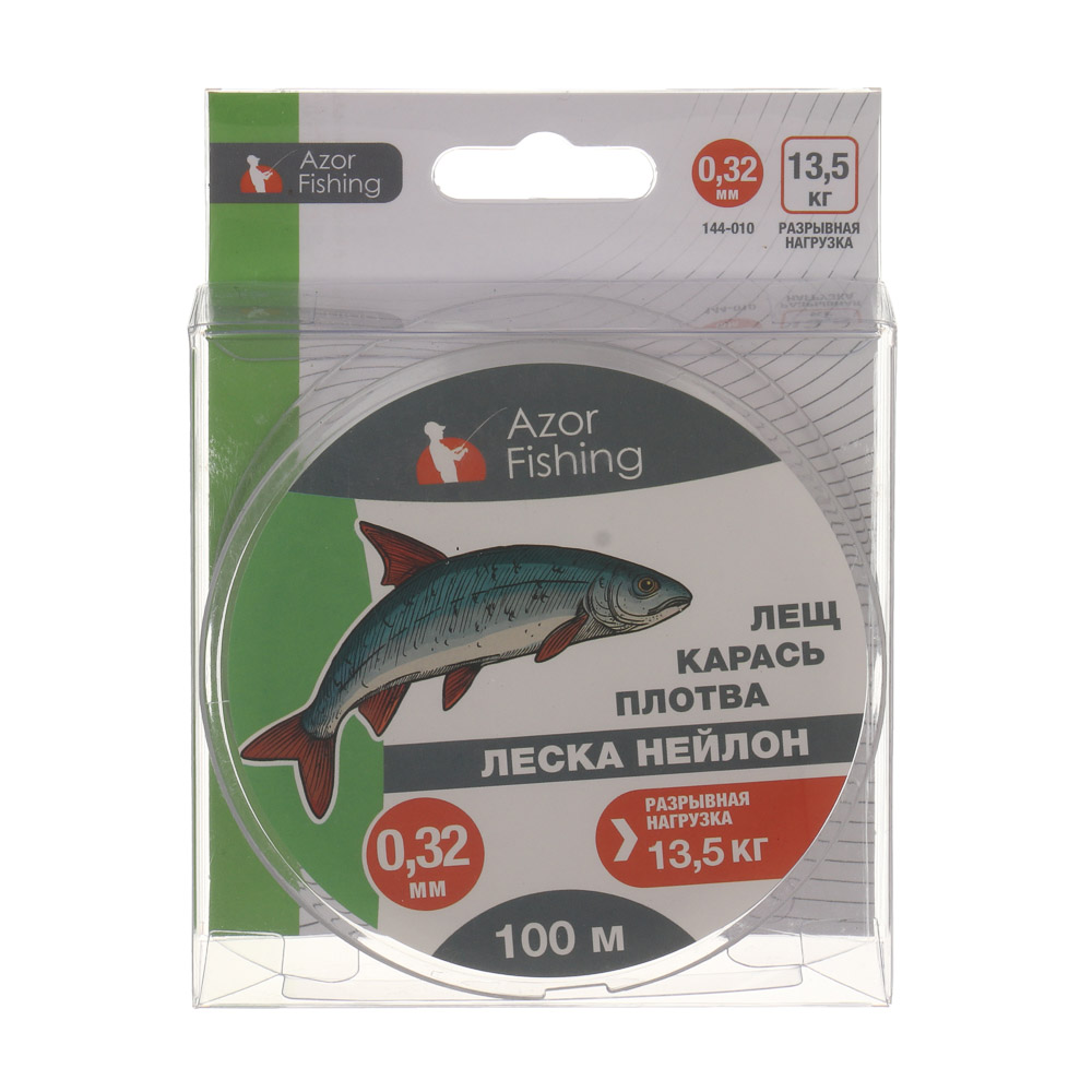 Леска "Лещ, Карась, Плотва" тм AZOR FISHING, нейлон, 100м, 0,32мм, 13,5кг, прозрачный - #6