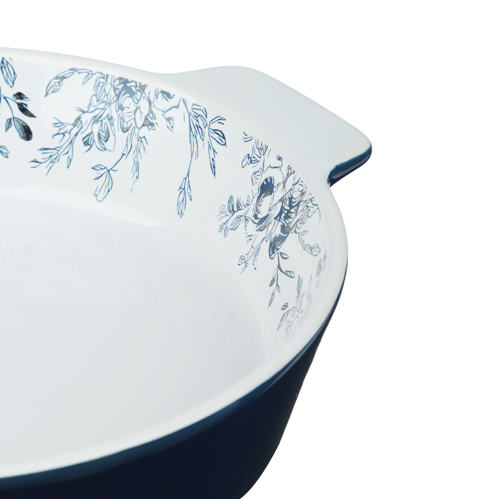 Форма для запекания и сервировки круглая 25,5х21,5х5см тм MILLIMI цветы, керамика - #3