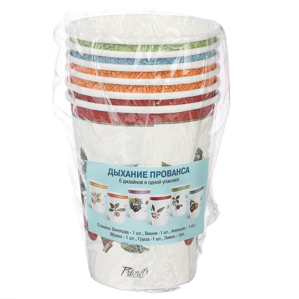 Набор бумажных одноразовых стаканов 6 шт, 250 мл, диз. 1 - #6