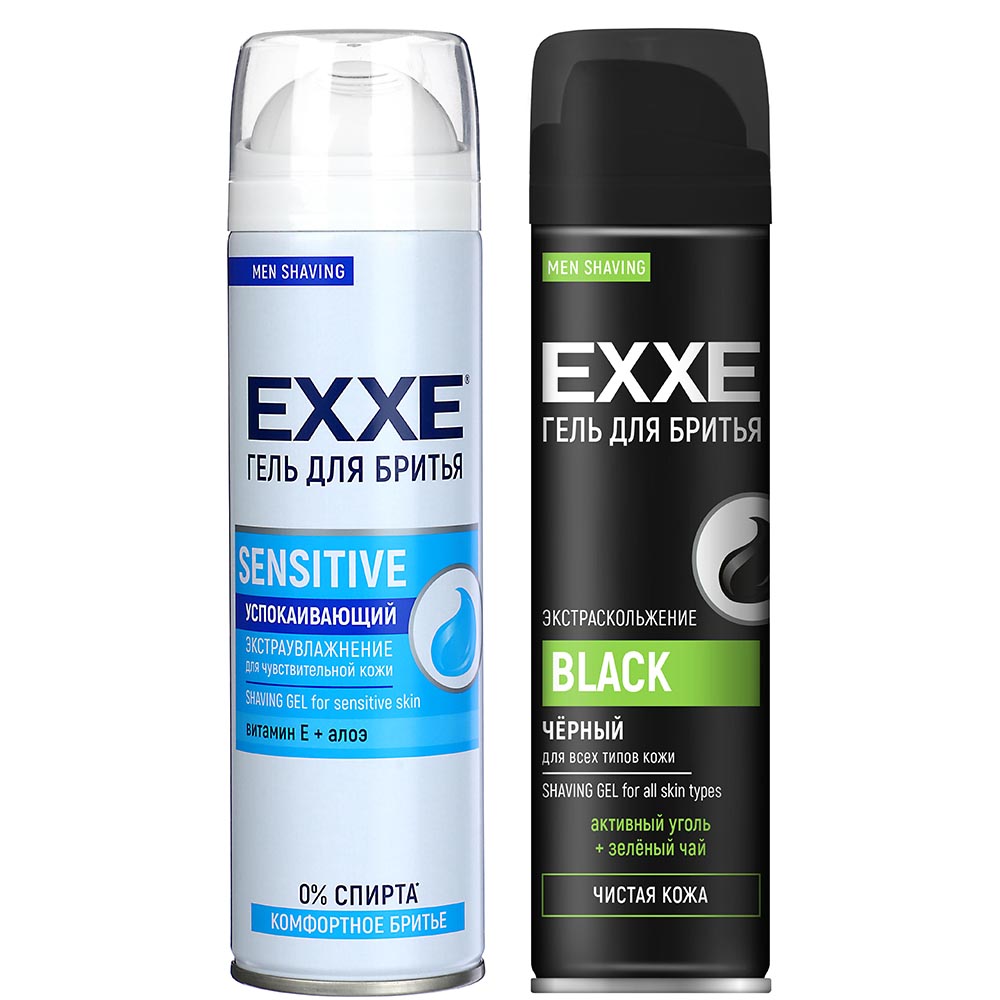 Гель для бритья EXXE SENSITIVE для чувств.кожи/ЧЕРНЫЙ Сила угля д.всех типов кожи,200мл - #1