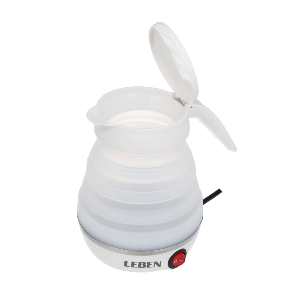 Чайник электрический тм LEBEN 600мл, 600Вт, складной, силикон, пластик, белый - #4