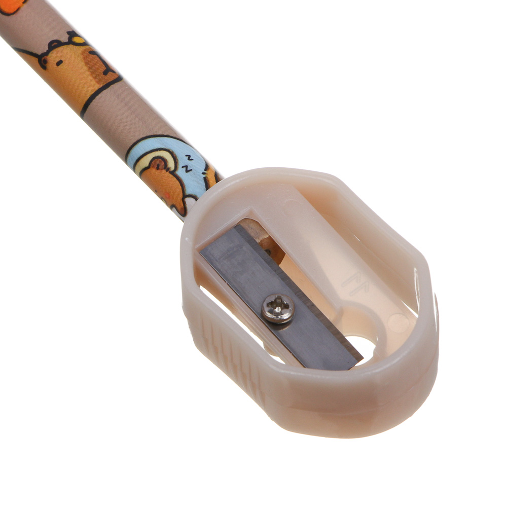 Набор канцелярский 4 пр., линейка раскладная, ластик, точилка, карандаш ч/гр "Капибара", ПВХ пенал - #9