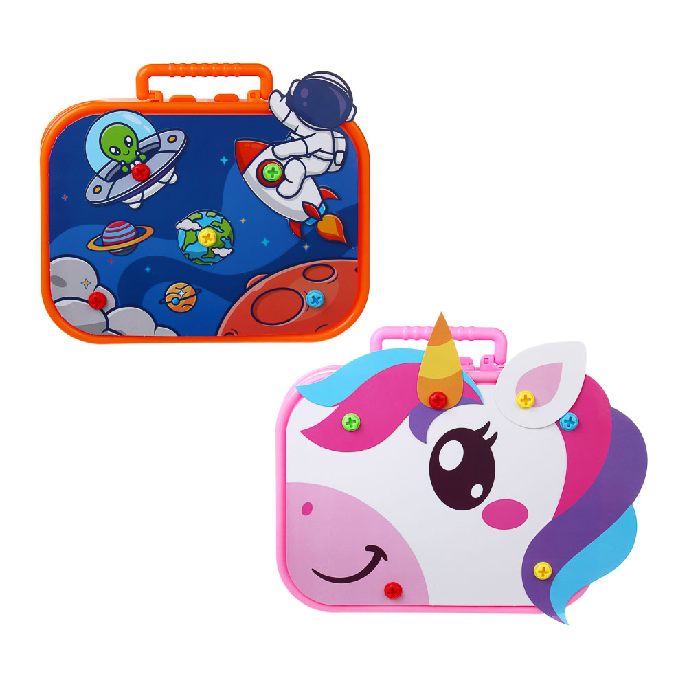 ИГРОЛЕНД Конструктор с шуруповёртом в чемоданчике "Шурупики", РР, ABS, 24,5х7,5х18,5см, 2 дизайна - #2