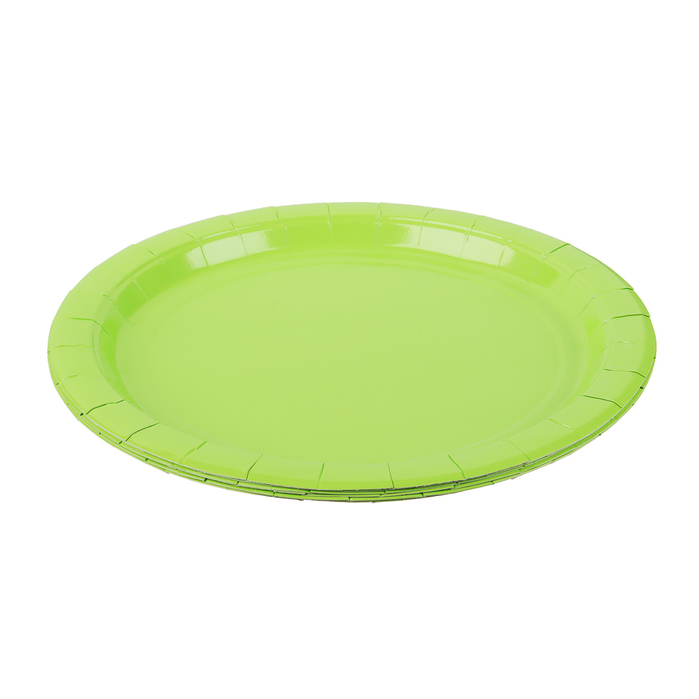 Набор бумажных тарелок, салатовый, 23 см, 6 шт - #2