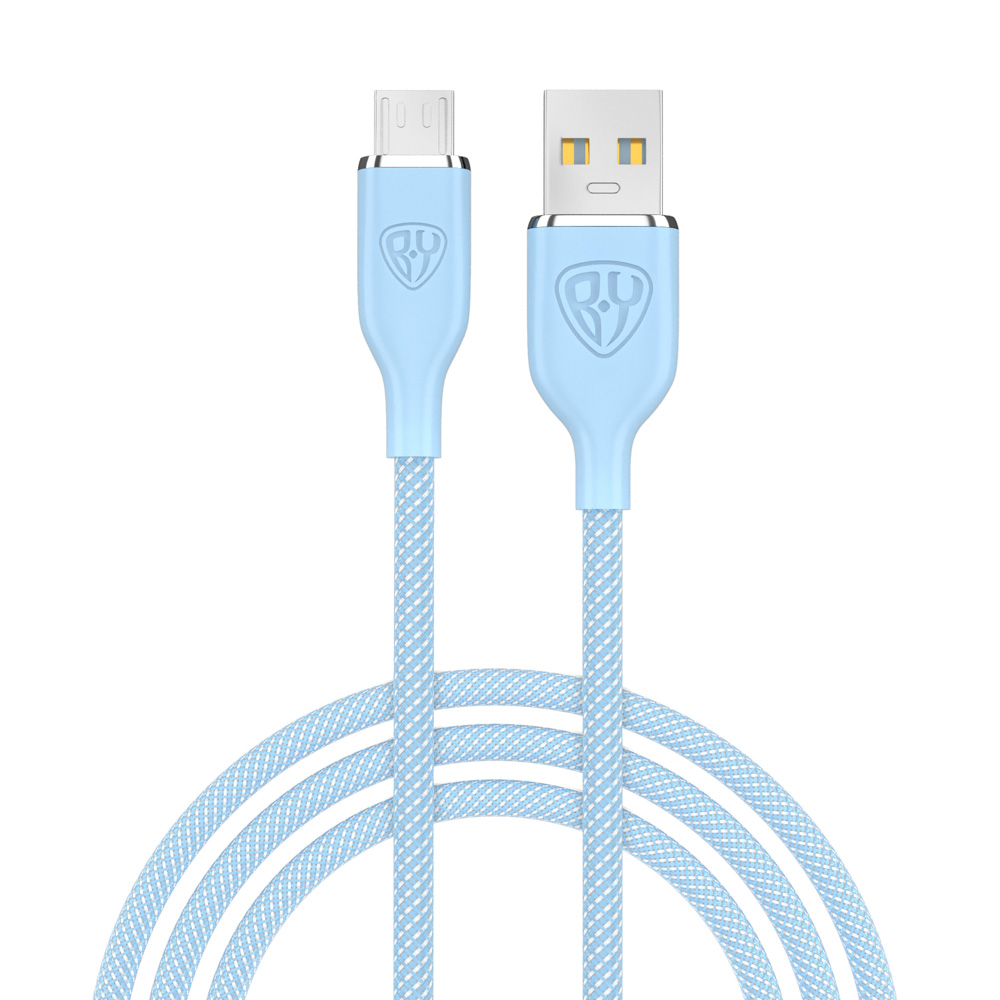 BY Кабель для зарядки Elite Micro USB, 3А, 1м, Быстрая зарядка QC3.0, 100см, голубой - #1