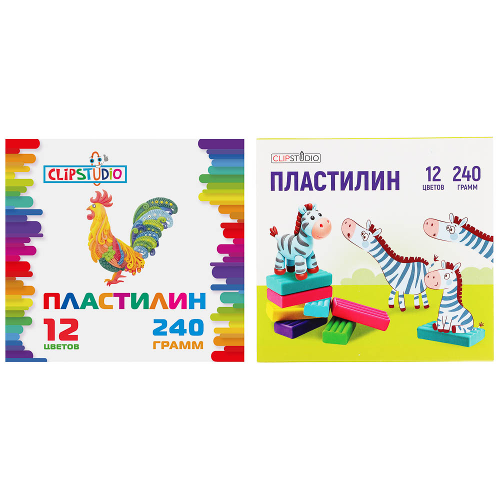 Пластилин 12цв. ClipStudio 240 грамм в картонном выдвижном пенале - #1
