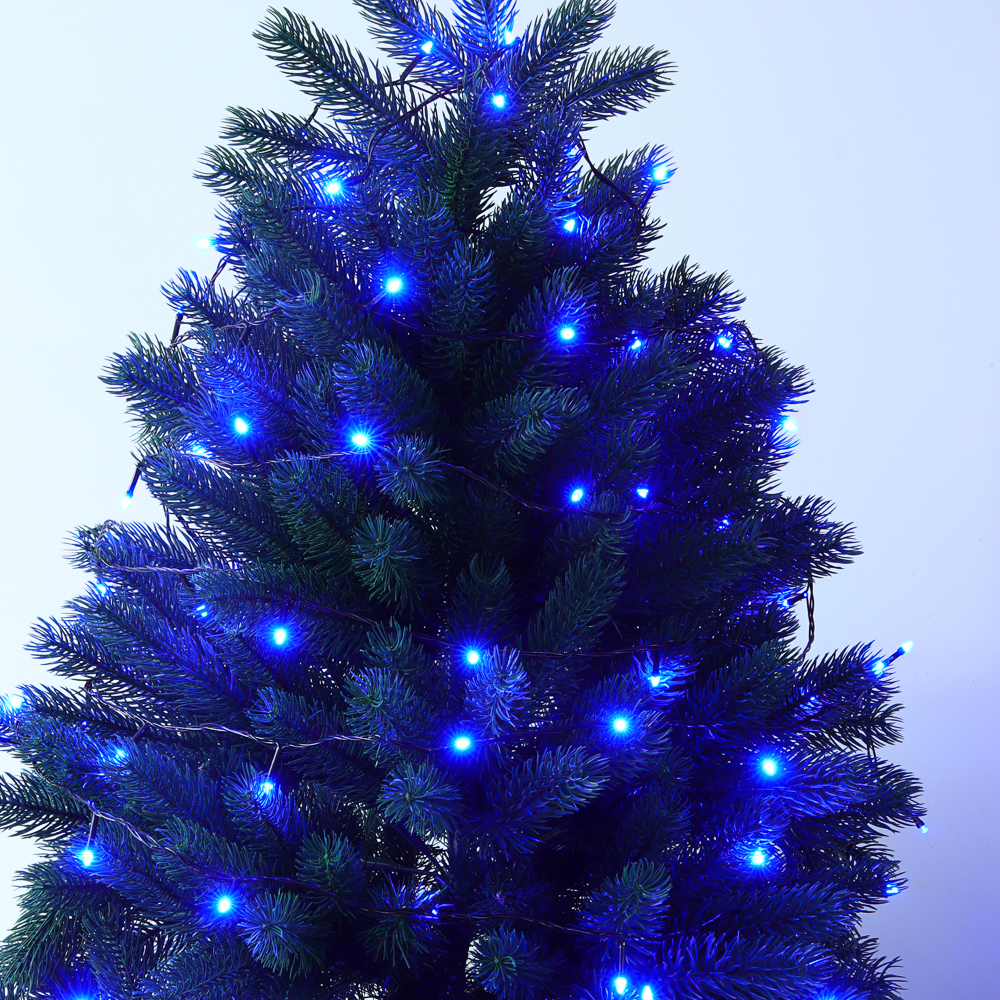 СНОУ БУМ Гирлянда эл. вьюн 10м, 100LED, синий, режим стробоскоп, ПВХ черный, 220В - #7